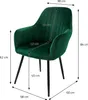 A green velvet armchair with dimensions indicated by measurement lines and text. Náhled obrázku produktu