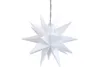 A white star-shaped light decoration hanging from a cord. Produktbild-Vorschau