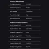 A table of product and performance parameters for a 3D printing filament. Produktbild-Vorschau