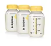 Three Medela baby bottles filled with milk, arranged in a row on a white background. Anteprima dell’immagine prodotto