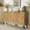 A wooden sideboard with a textured front is shown in a room setting, with decorative items on top. Anteprima dell’immagine prodotto
