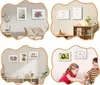 Collage of four scenes showing white wooden picture frames in different settings, including a living room, a shelf, and children drawing. Náhľad obrázku produktu