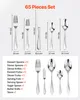 A diagram showing different pieces of cutlery with dimensions and a list of items included in a cutlery set. Produktbild-Vorschau