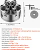 A product shot of a 6-jaw lathe chuck with accompanying accessories and a size diagram. Anteprima dell’immagine prodotto