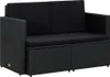 vidaXL 2-Sitzer-Gartensofa mit Auflagen Schwarz Poly Rattan Produktbild-Vorschau 4