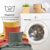 A washing machine with bedding and pillows in front of it, with laundry care symbols and text. Náhľad obrázku produktu