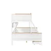 A side view of a white and wood bunk bed with stairs and drawers. Náhľad obrázku produktu
