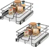 Two identical sliding kitchen drawers filled with pantry items. Voir les images du produit