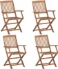 vidaXL Klappbare Gartenstühle 4 Stk. mit Kissen Massivholz Produktbild-Vorschau 2