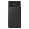 A black smartphone case with a transparent window showing the time and date. Produktbild-Vorschau