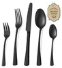 A set of black matte stainless steel cutlery is displayed against a white background. Produktbild-Vorschau