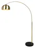 A floor lamp with a curved arm and a brass-colored shade, standing on a black marble base. Anteprima dell’immagine prodotto