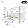 A diagram of a white bunk bed with dimensions indicated by lines and numbers. Anteprima dell’immagine prodotto