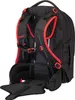 The back of a black and red backpack is shown against a white background. Podgląd zdjęcia produktu