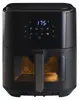 A black air fryer with a digital display and a transparent window showing the interior. Náhľad obrázku produktu