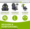 Marketing image showcasing features of a gaming chair. Náhled obrázku produktu