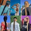 Collage aus sechs Bildern, die Frauen mit langen geflochtenen Pferdeschwänzen in verschiedenen Haarfarben zeigen, einschließlich Schwarz, Braun und Blond Náhľad obrázku produktu