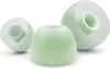 Three green and translucent earbud tips are arranged on a white background. Produktbild-Vorschau