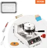 A collage showing a waffle maker and its accessories, with dimensions indicated. Anteprima dell’immagine prodotto