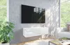 A modern living room setup with a wall-mounted TV and media console. Náhled obrázku produktu