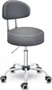 A gray rolling stool with a backrest. Produktbild-Vorschau