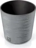 A close-up studio shot of a cylindrical planter pot with a textured gray exterior and a black interior. Náhled obrázku produktu