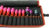 A roll-up tool bag with multiple screwdrivers inside, laid out on a white background. Produktbild-Vorschau