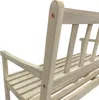 Close-up view of a wooden garden bench, showing the backrest and seat slats. Produktbild-Vorschau