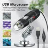 A USB microscope with various magnified sample images displayed on the left. Podgląd zdjęcia produktu