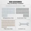 A collage of different types of screws and a wrench, presented as accessories for a product installation. Produktbild-Vorschau