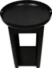 A black metal fire pit with a square base and a round top. Produktbild-Vorschau