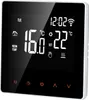 A digital thermostat with a black screen displaying temperature and time. Produktbild-Vorschau