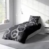 Bettwäsche 135x200 cm und 80x80 cm Kreise grau schwarz Produktbild-Vorschau 3