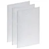 Three white synthetic vacuum cleaner bags are stacked and angled. Produktbild-Vorschau