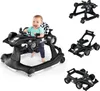 A collage of images showing a baby in a black car-shaped baby walker, along with different views of the walker itself. Produktbild-Vorschau