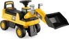 A yellow and black toy ride-on excavator with a movable shovel. Náhled obrázku produktu