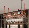 A vintage-style ceiling wine rack with wine bottles and glasses. Podgląd zdjęcia produktu