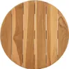 A circular wooden tabletop with visible grain patterns and vertical slats. Náhled obrázku produktu