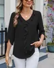 ASKSA T-shirt femme manches 3/4 corsage col V Eté Elégant Voir les images du produit 3