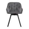 A gray velvet swivel chair with black metal legs, shown against a white background. Produktbild-Vorschau