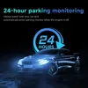 A dark, moody image of a car with glowing headlights, overlaid with text and a circular graphic indicating 24-hour monitoring. Produktbild-Vorschau