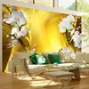 Vlies Fototapete - Orchid in Gold 400x280 cm Blumen Produktbild-Vorschau 2
