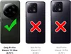 Three phone backs are shown. The left one has a green checkmark and is labeled as fitting the Xiaomi 13 Ultra. The other two have red X's and are labeled as not fitting the Xiaomi 13 and Xiaomi 13 Pro. Produktbild-Vorschau