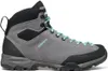 Graue Wanderschuhe für Damen von Scarpa mit hellblauen Schnürsenkeln und hohem Schaft. Produktbild-Vorschau