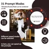 A promotional image showcasing a restaurant pager system with various features and icons. Produktbild-Vorschau