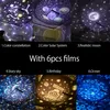 A collage of images showing different projection themes from a star projector lamp. Produktbild-Vorschau