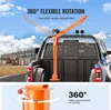 A pickup truck with an orange crane mounted in its bed, with a construction site in the background. A close-up of the crane's base is shown below. Anteprima dell’immagine prodotto