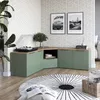A modern living room corner with a green modular media console, turntable, artwork, and a round rug. Anteprima dell’immagine prodotto