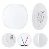 A collage of images showing a round LED ceiling light from different angles, including close-ups of its wiring and edge. Produktbild-Vorschau