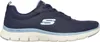 A side view of a blue Skechers women's sneaker. Voir les images du produit